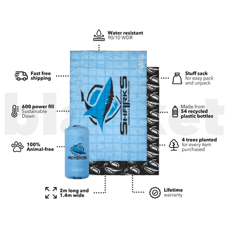 Sharks - NRL Sustainable Down Puffy Blanket