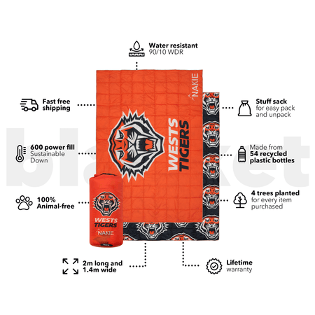 Tigers - NRL Sustainable Down Puffy Blanket