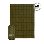 Studio shot of Nakie's Olive Green puffy blanket, showcasing its cozy warmth and eco-friendly design, perfect for outdoor adventures and cozy nights preview #1