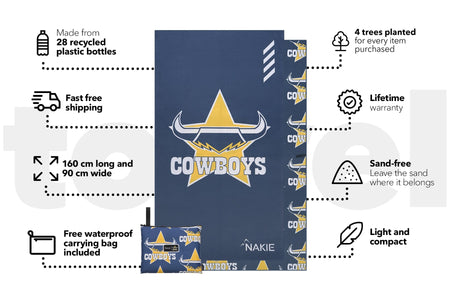Cowboys - NRL Recycled Sand Free Beach Towel