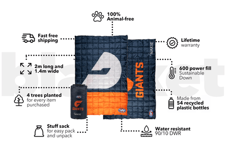 GWS Giants - AFL Sustainable Down Puffy Blanket