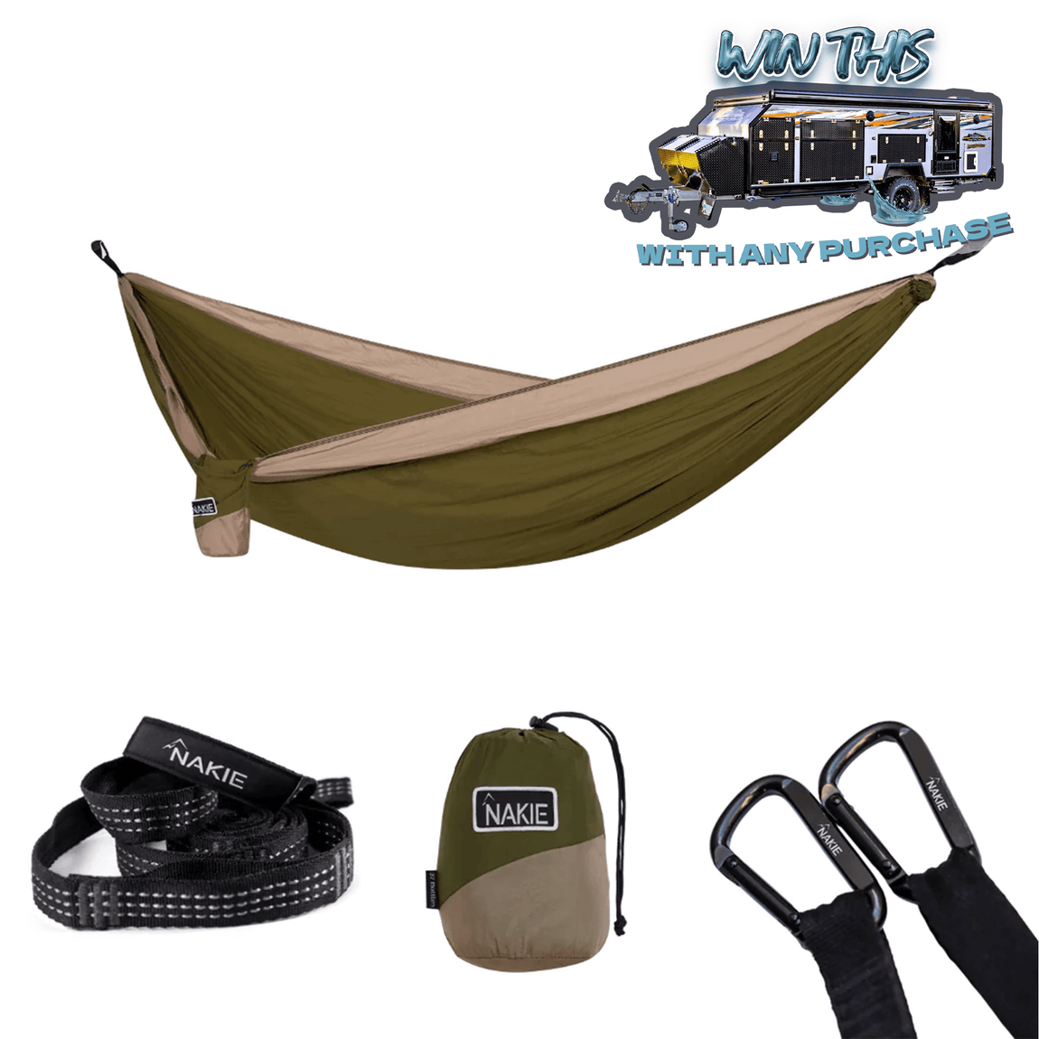 Olive Green - Recycled Hammock with Straps