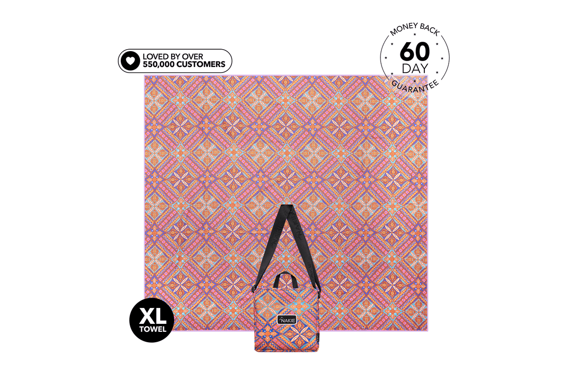 XL Rosy Tides - Serviette de plage double recyclée sans sable