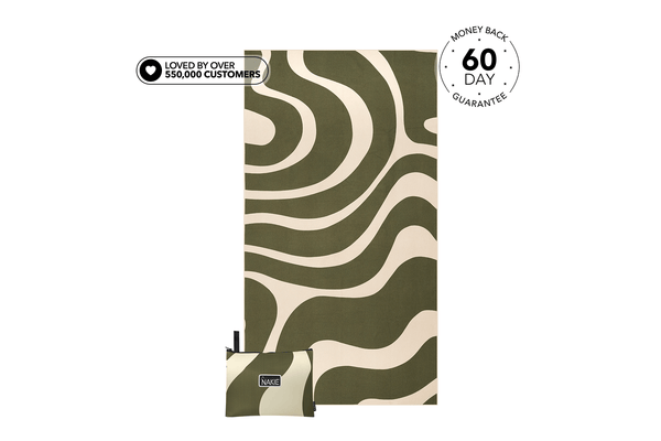 Serviette de plage recyclée sans sable, couleur eucalyptus vert