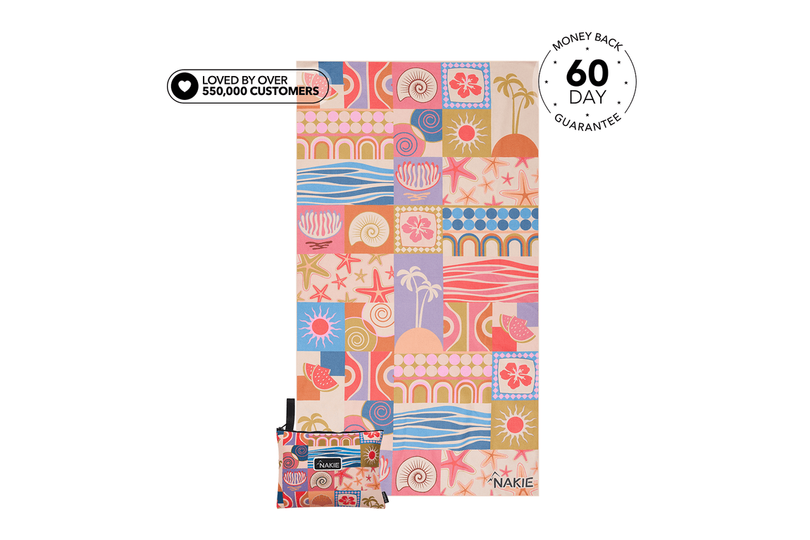 Retro Shores - Recycled Sand Free Beach Towel