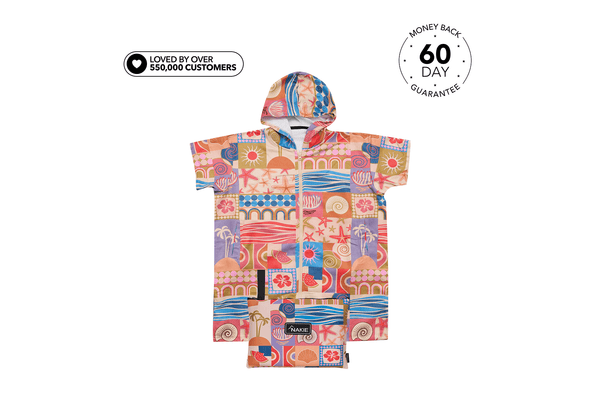 Retro Shores - Kids Hooded Towel Recycled Sand Free