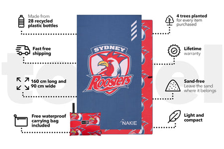 Roosters - NRL Recycled Sand Free Beach Towel