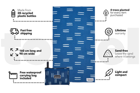 Salty Waves - Recycled Sand Free Beach Towel