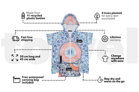 Rosy Tides - Kapuzenhandtuch, recycelt, sandfrei